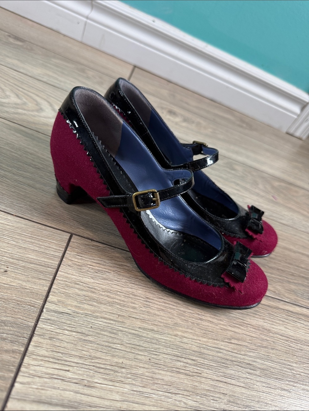 Classic Marc By Marc Jacob’s Mary Jane Heels in Burgundy and Black
